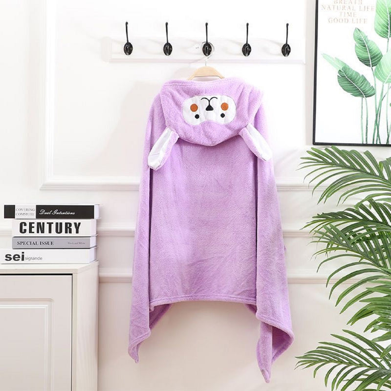 婴儿浴巾带泰迪熊兜帽和小耳朵儿童毛绒 100% 棉